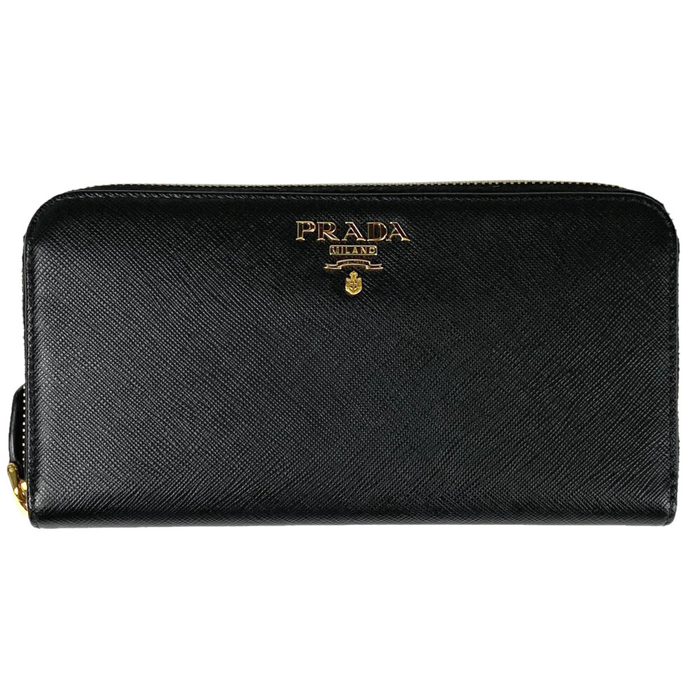 Prada Round Zip Long Wallet Saffiano Leather Nero Black